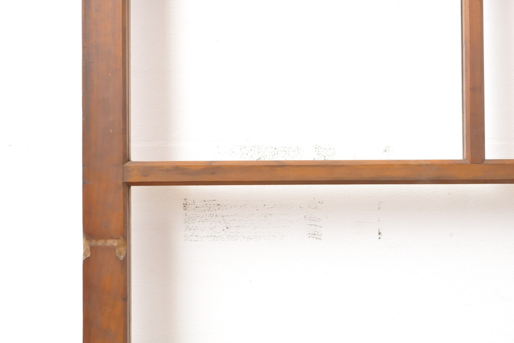 アンティーク建具　レトロな格子模様がおしゃれなガラス戸2枚セット(引き戸)(R-056360)