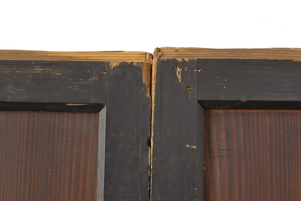 アンティーク建具　明治　シックな和の風情漂う帯戸4枚セット(引き戸、板戸)(R-056457)