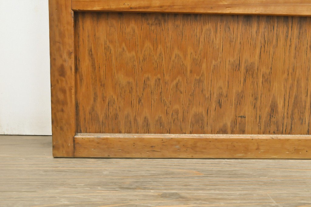アンティーク建具 裏障子付き 明るい木味の格子戸4枚セット(引き戸、障子戸)(R-056521)