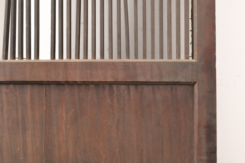 アンティーク建具　総欅材　和風の玄関におすすめ　格子蔵戸1枚(引き戸、玄関戸)(R-056482)