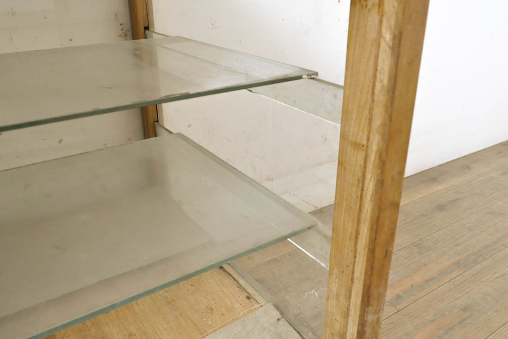 和製アンティーク　ナラ材　コレクションケースとしてもおすすめの卓上ガラスケース(ショーケース、飾り棚、陳列棚、キャビネット、店舗什器)(R-060361)
