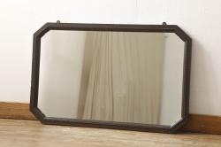 和製アンティーク　大正ロマン　重厚感ある佇まいが目を引くナラ材製ウォールミラー(壁掛け鏡)(R-055963)