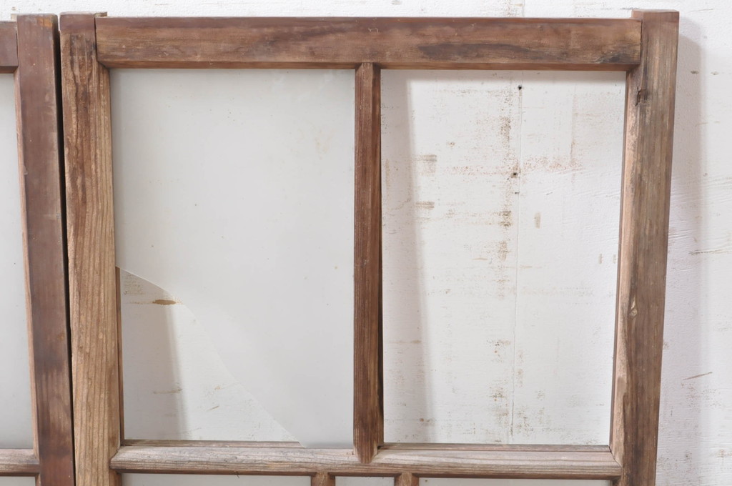 アンティーク建具　大正ロマン　どこか懐かしい雰囲気漂うガラス窓2枚セット(引き戸、ガラス戸)(R-072914)