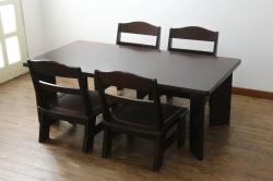 ラフジュ工房オリジナル　4脚格納スツール付きテーブル(4人掛け、ダイニングテーブル、作業台)(R-037159)
