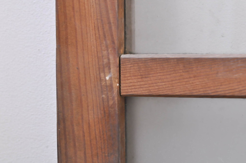 アンティーク建具　古い木味が懐かしさを感じさせるガラス窓4枚セット(引き戸、ガラス戸)(R-073442)