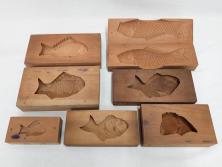 アンティーク雑貨　魚　鯛　菓子型7点セット(菓子木型、木製、鯉、タイ)(R-074808)