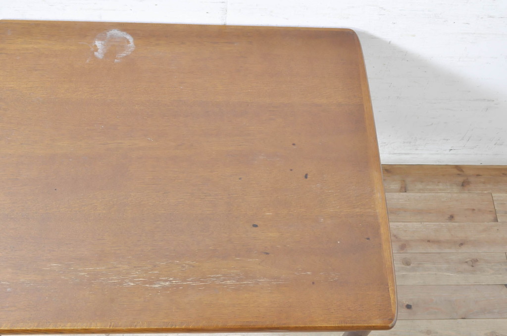 和製ビンテージ　日進木工(nissin)　ナラ材　シンプルなデザインが取り入れやすいエクステンションテーブル、(ダイニングテーブル、拡張テーブル、2人掛け、4人掛け、食卓、ヴィンテージ)(R-072758)