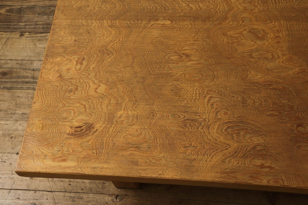 中古　民芸家具　屋久杉　突き板　シンプルなデザインの座卓(ローテーブル、センターテーブル)(R-059085)