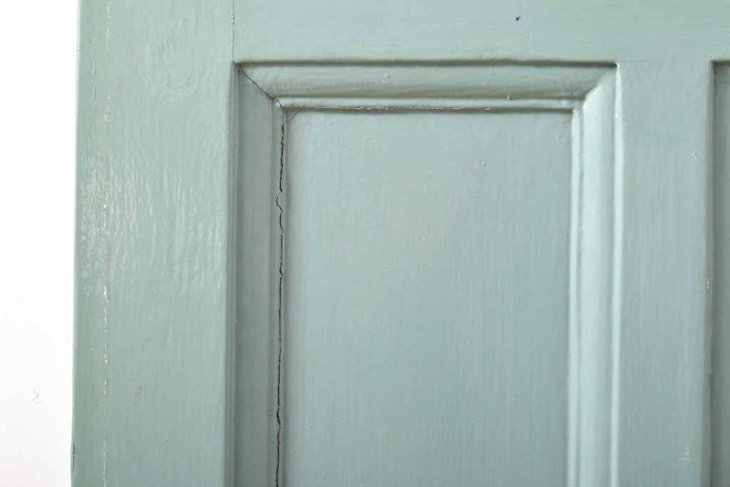 アンティーク建具　イギリス製　レトロなペイントがおしゃれなステンドグラスドア1枚(扉、玄関ドア)(R-055979)