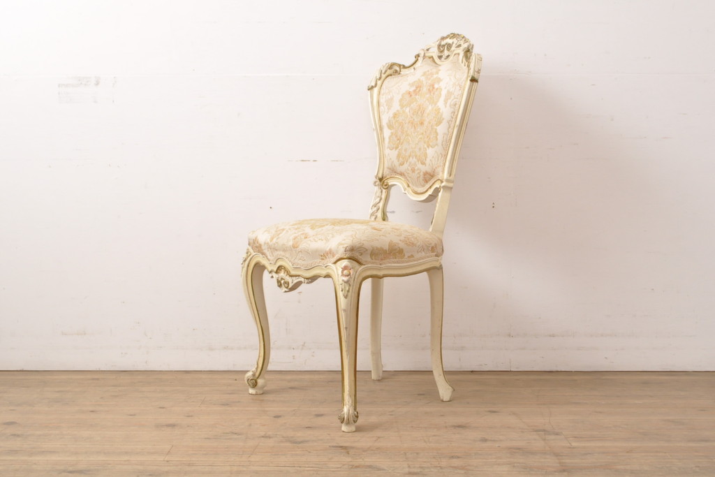 ビンテージ　ノバパルク(NOVAPLAK)　イタリア高級家具　ロココ調の優雅なデザインが印象的なダイニングチェア(椅子、イス、ヴィンテージ)(R-056574)