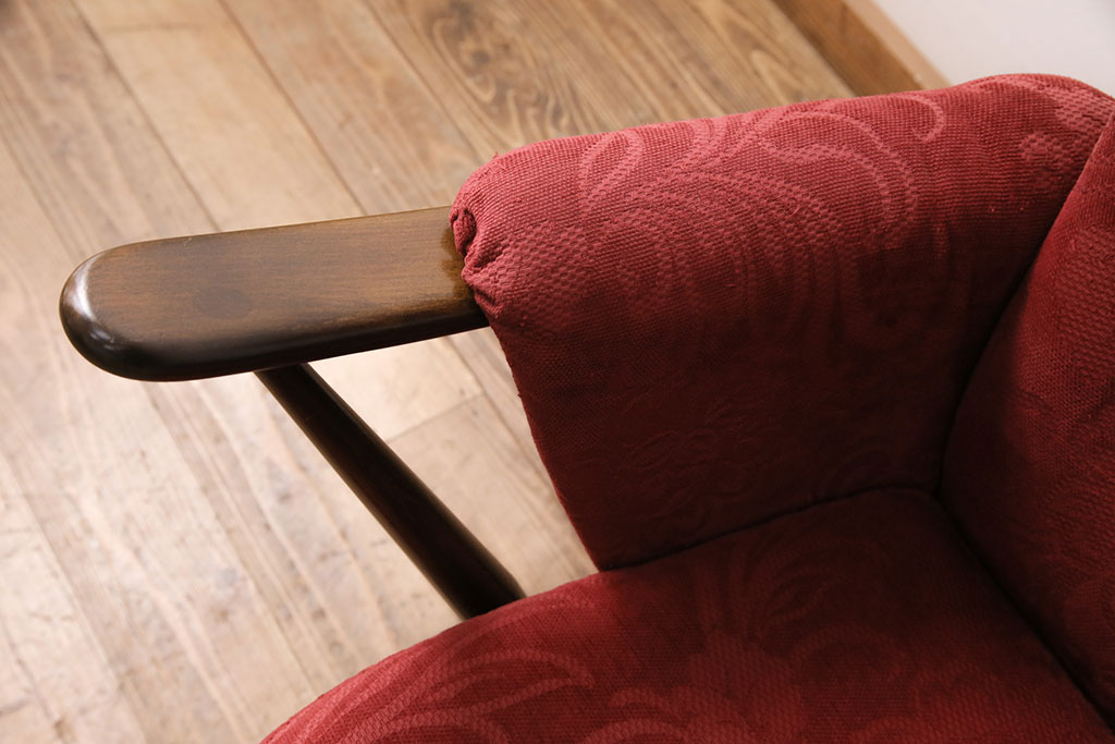 ヴィンテージ家具　ERCOL(アーコール)　エバーグリーン　エレガントな雰囲気漂う1人掛けイージーチェア(ラウンジチェア、アームチェア、椅子、ソファ、ビンテージ)(R-051665)