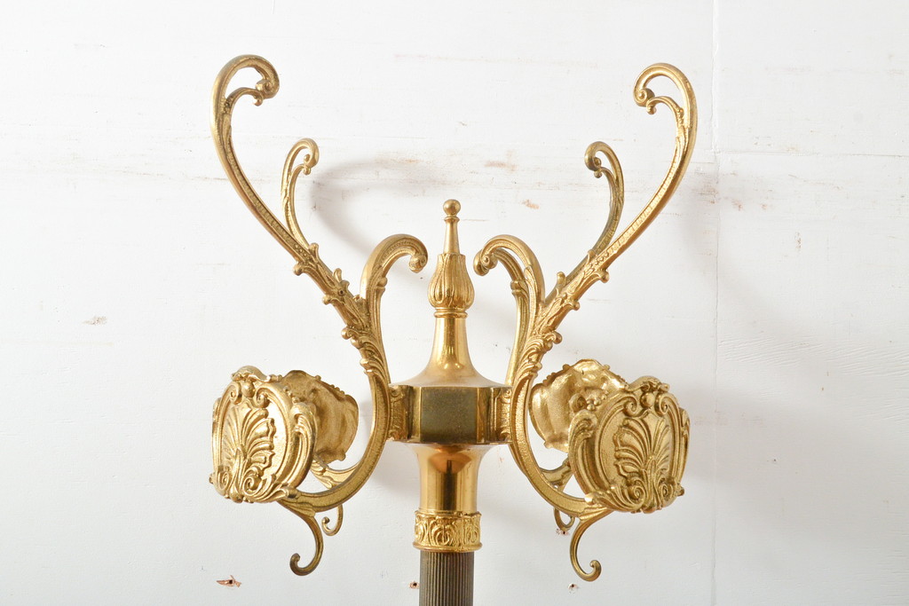 ビンテージ　イタリア高級家具　ゴージャスなデザインの真鍮製ポールハンガー(コートハンガー、帽子掛け、店舗什器、ヴィンテージ)(R-056935)