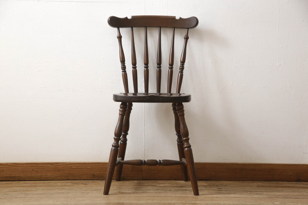 中古　松本民芸家具　上品な佇まいが魅力のSP型スピンドルチェア(板座チェア、椅子、イス、ダイニングチェア)(R-066576)