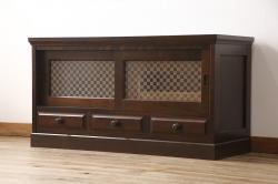 ビンテージ家具　ローズウッド材　シンプルで高級感のある重ねキャビネット(食器棚、飾り棚、収納棚)