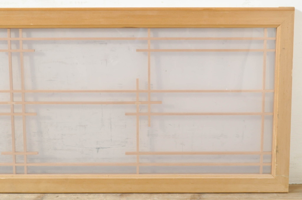 アンティーク建具　和モダンな雰囲気づくりにおすすめのガラス欄間2枚セット(明り取り、明かり取り)(R-073464)