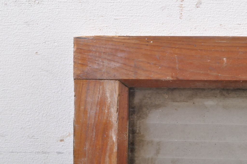 アンティーク建具　レトロ　古い木味が魅力の明かり取り2枚セット(明り取り、ガラス欄間、ガラス窓)(R-073468)