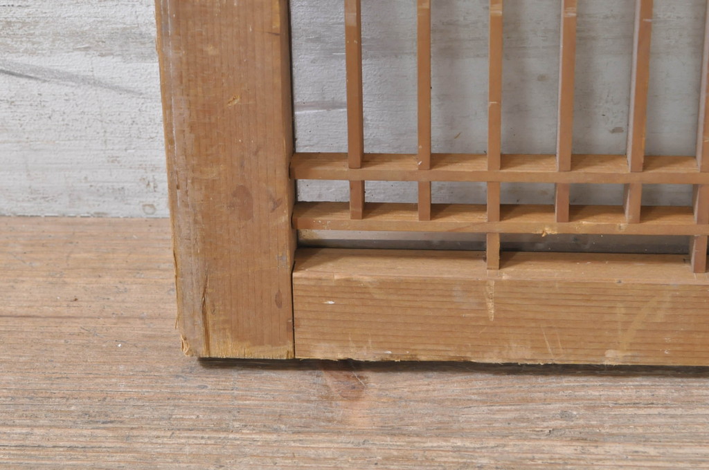 アンティーク建具　古い木味が魅力の格子欄間1枚(明かり取り、明り取り)(R-073591)