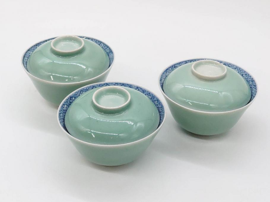 江戸期 古伊万里 青磁 染付 約12cm 3.9寸 爽やかな色合いが 江戸期 古伊万里 青磁 染付 約12cm 3.9寸 爽やかな色合いが
