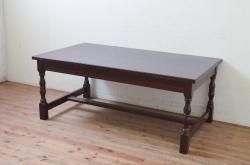 イギリスアンティーク　オーク材　ツイストレッグがお洒落な拡張式ダイニングテーブル(ドローリーフテーブル、エクステンションテーブル、食卓、4人掛け、4P、6人掛け、6P)(R-065678)