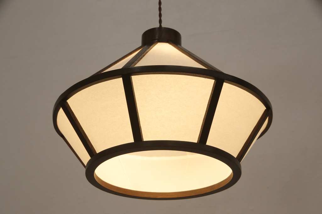 ビンテージ照明　和モダンな空間のアクセントになる木製照明(吊り下げ照明、天井照明、ペンダントライト、ヴィンテージ)(R-057295)