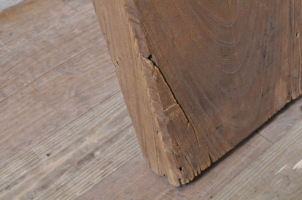 和製アンティーク　欅(ケヤキ)材　味のある風合いが魅力的な古材(一枚板、テーブル、展示台、陳列台、作業台、天板、材料、資材、DIY)(R-068368)