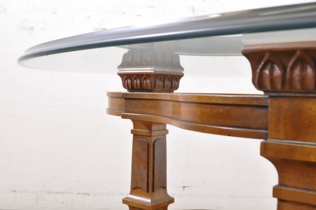 中古　DREXEL HERITAGE(ドレクセルヘリテイジ)　FRANCESCA(フランチェスカ)シリーズ　エレガントなデザインの脚が魅力的なガラス天板のローテーブル(センターテーブル、カクテルテーブル、リビングテーブル、カフェテーブル、ガラステーブル、オーバル型)(定価約48万円)(R-066637)