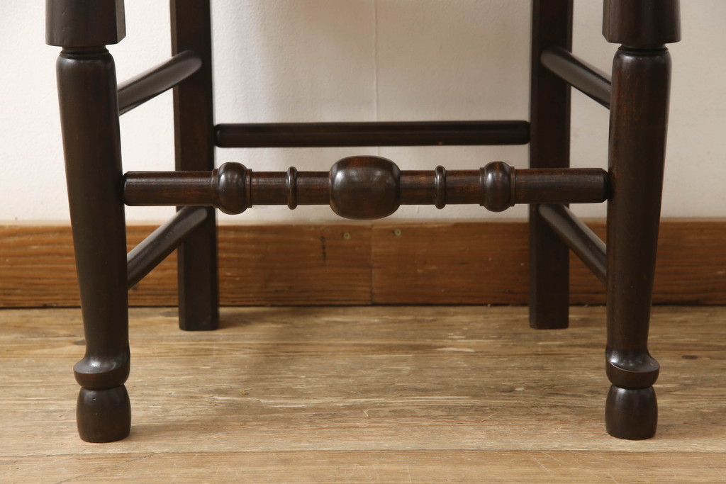 中古　松本民芸家具　38型　落ち着きのある色味とラッシのコントラストがおしゃれなスピンドルチェア(ダイニングチェア、椅子)(R-051581)