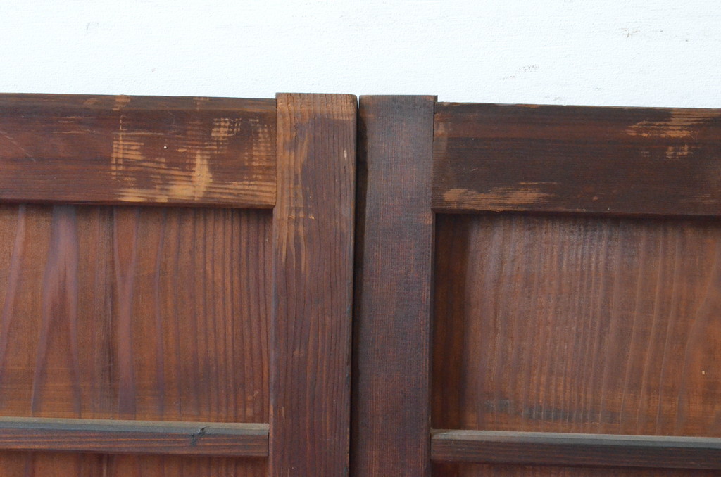 アンティーク建具　あたたかみのある木の味わいが感じられる舞良戸窓4枚セット(まいらど、板戸、引き戸)(R-065322)