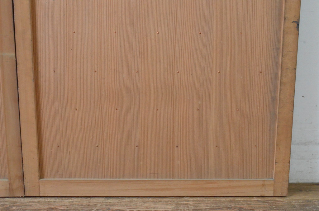アンティーク建具　味のある木の風合いが魅力的な舞良戸窓2枚セット(まいらど、板戸、引き戸)(R-065323)