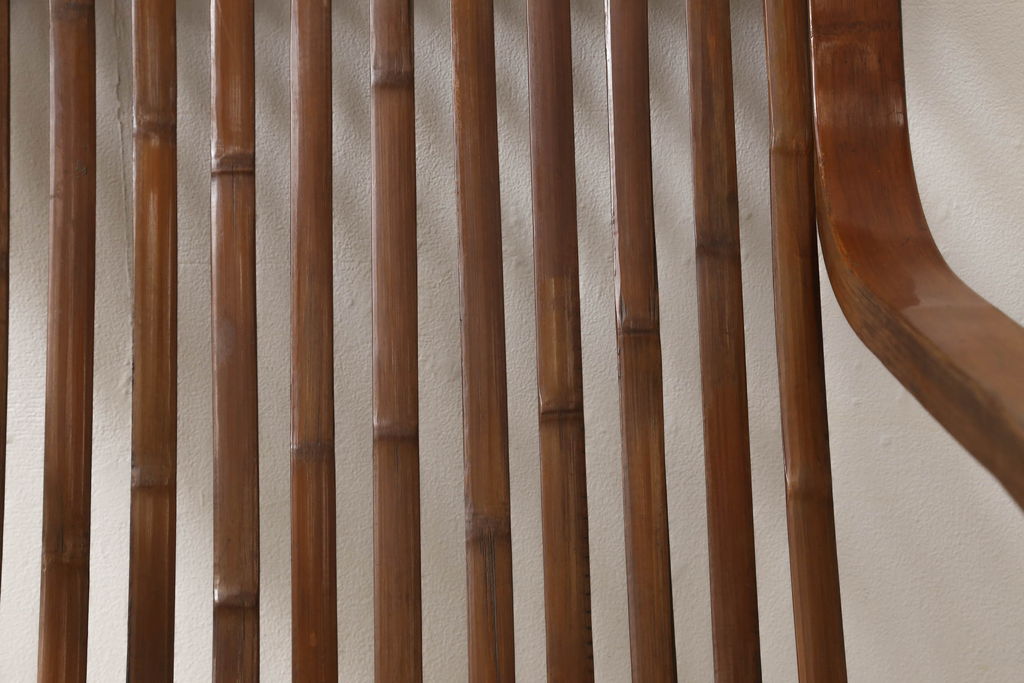 和製アンティーク　竹興社　城所右文次　オリジナル　Bamboo Chair　滑らかな曲線のデザインが目を惹くバンブーチェア(アームチェア、安楽椅子、ディスプレイ)(R-060452)