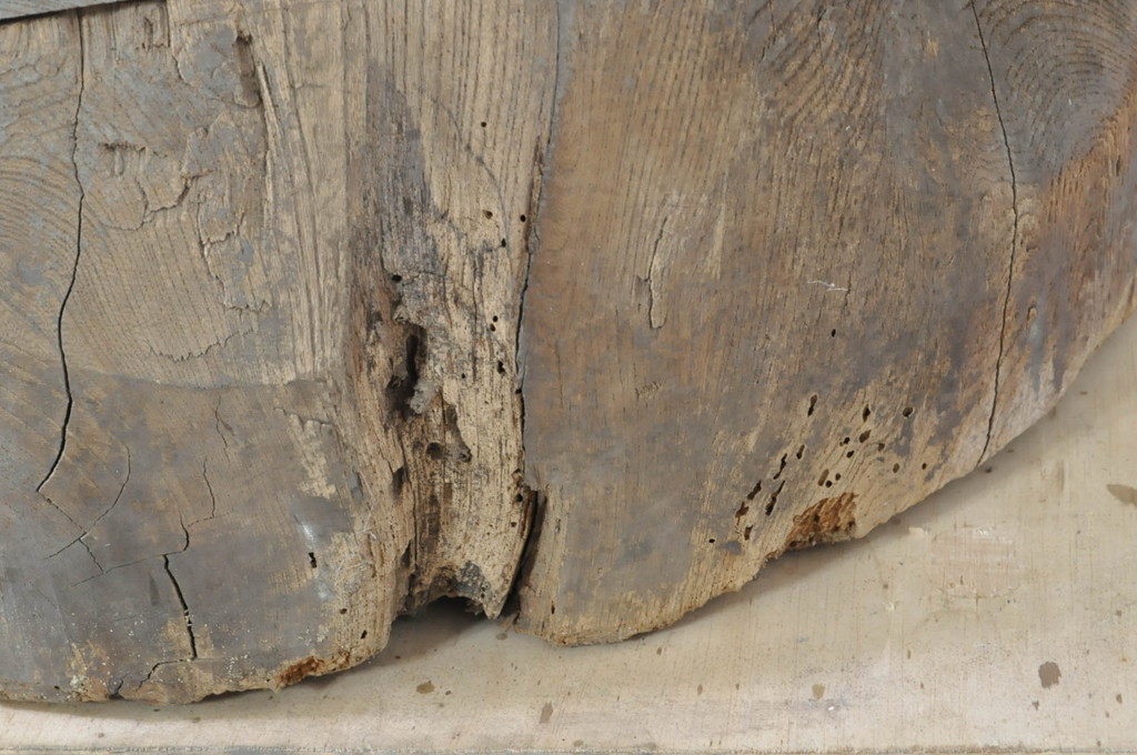 和製アンティーク　使い込まれた質感が味わい深い総欅(ケヤキ)材の臼(ウス、うす、ディスプレイ、DIY)(R-072897)