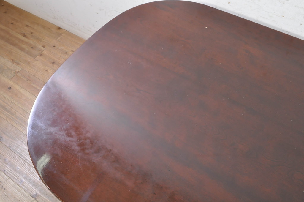 和製ビンテージ　松本民芸家具　塗り直しあり　シックな佇まいがお洒落なダイニングテーブル(2人掛け、4人掛け、食卓)(R-072878)