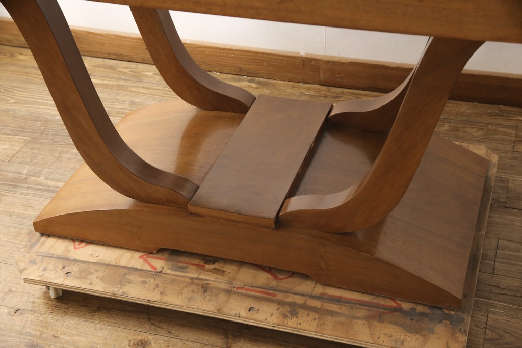 イギリスビンテージ　ウォールナット材　モダンなデザインでおしゃれな空間を演出するダイニングテーブル(エクステンションテーブル、ヴィンテージ)(R-057137)