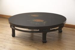中古　美品　輪島塗り　天板下のデザインが特徴的な丸座卓(定価約180万円)(ちゃぶ台、テーブル、ローテーブル、ラウンドテーブル)(R-057352)
