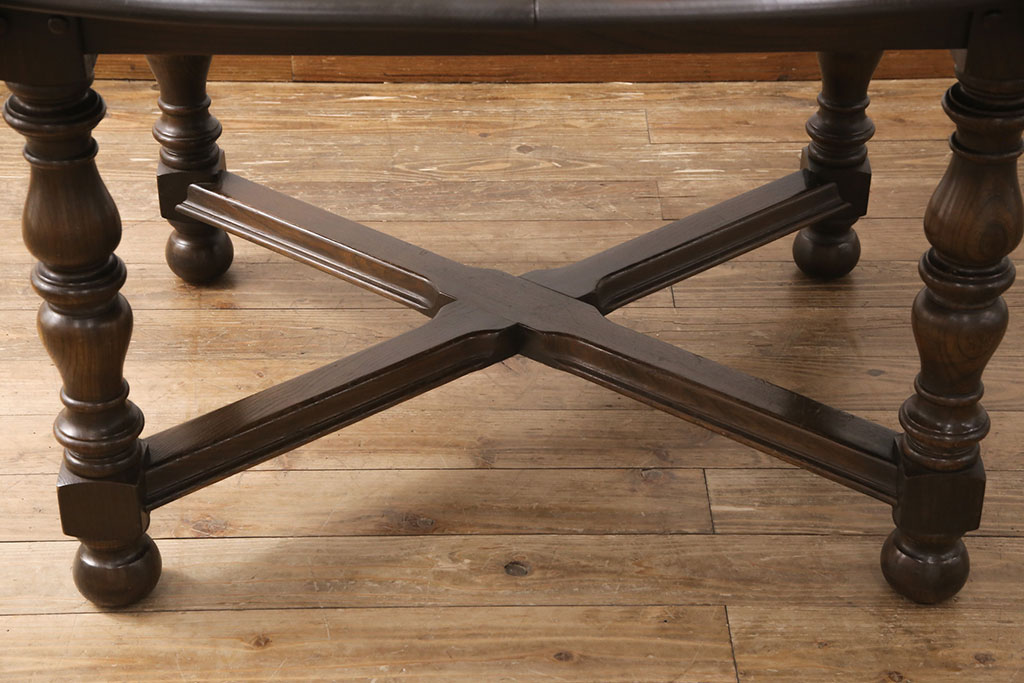 イギリスヴィンテージ　ERCOL(アーコール)　ニレ材　クラシカルな雰囲気漂うドローリーフテーブル(エクステンションテーブル、ダイニングテーブル、ビンテージ)(R-050080)