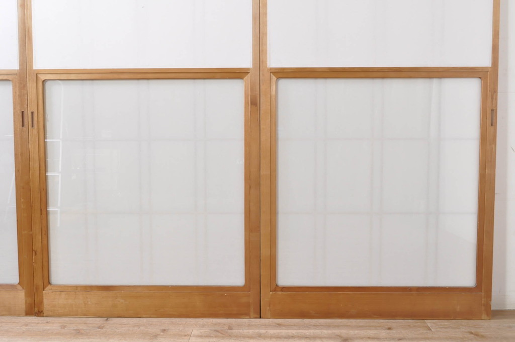 ビンテージ建具　和の空間づくりにおすすめの雪見障子戸4枚セット(引き戸、ヴィンテージ)(R-073900)