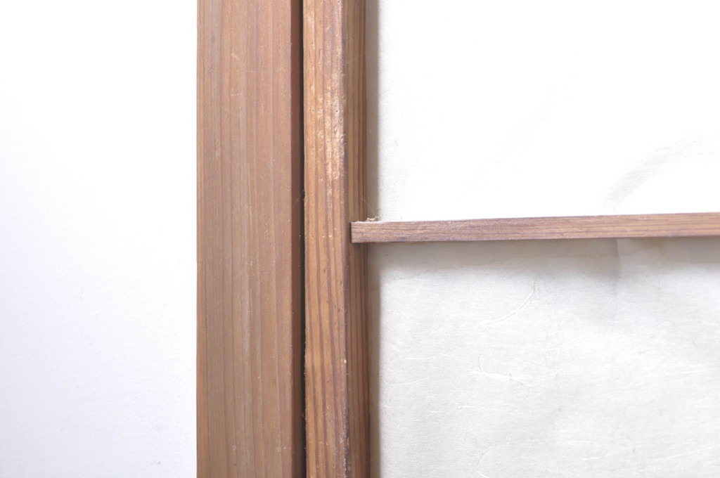 アンティーク建具　風情のある佇まいが魅力的な裏障子付き格子戸4枚セット(引き戸、障子戸、ガラス帯戸)(R-073885)