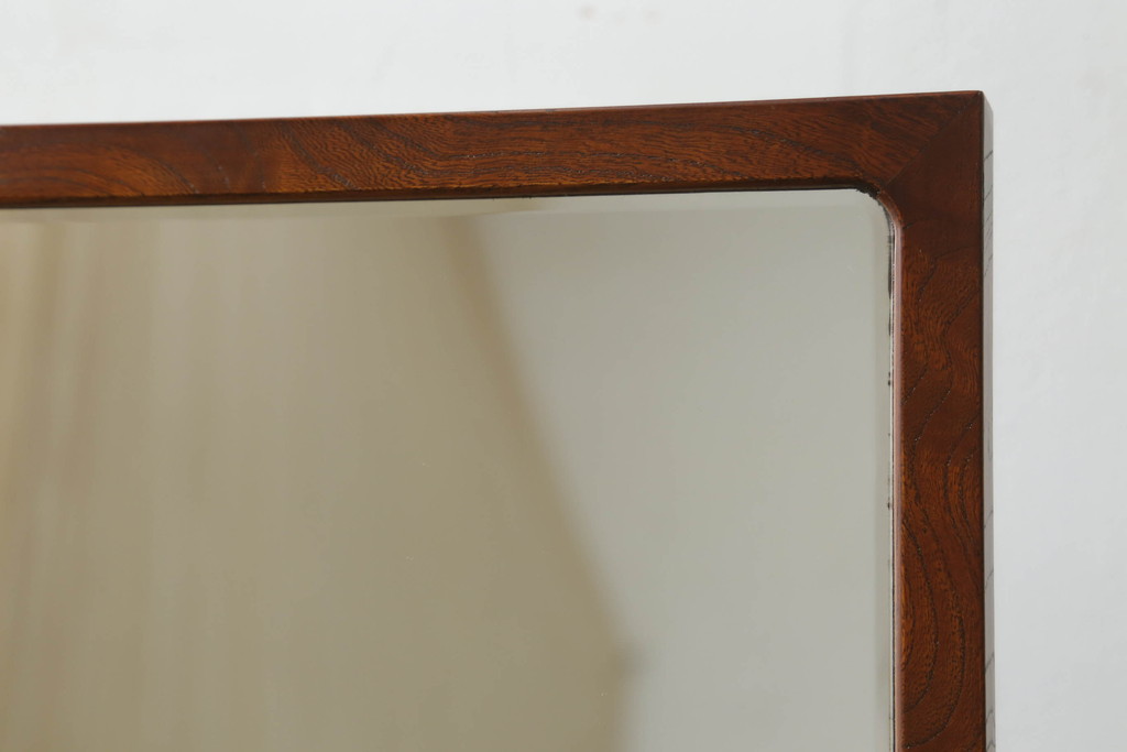 中古　美品　国産家具　職人手造り　欅(ケヤキ)杢　コンパクトなサイズが使いやすい函鏡台(ドレッサー、ミラー、小引き出し、卓上収納)(R-065462)