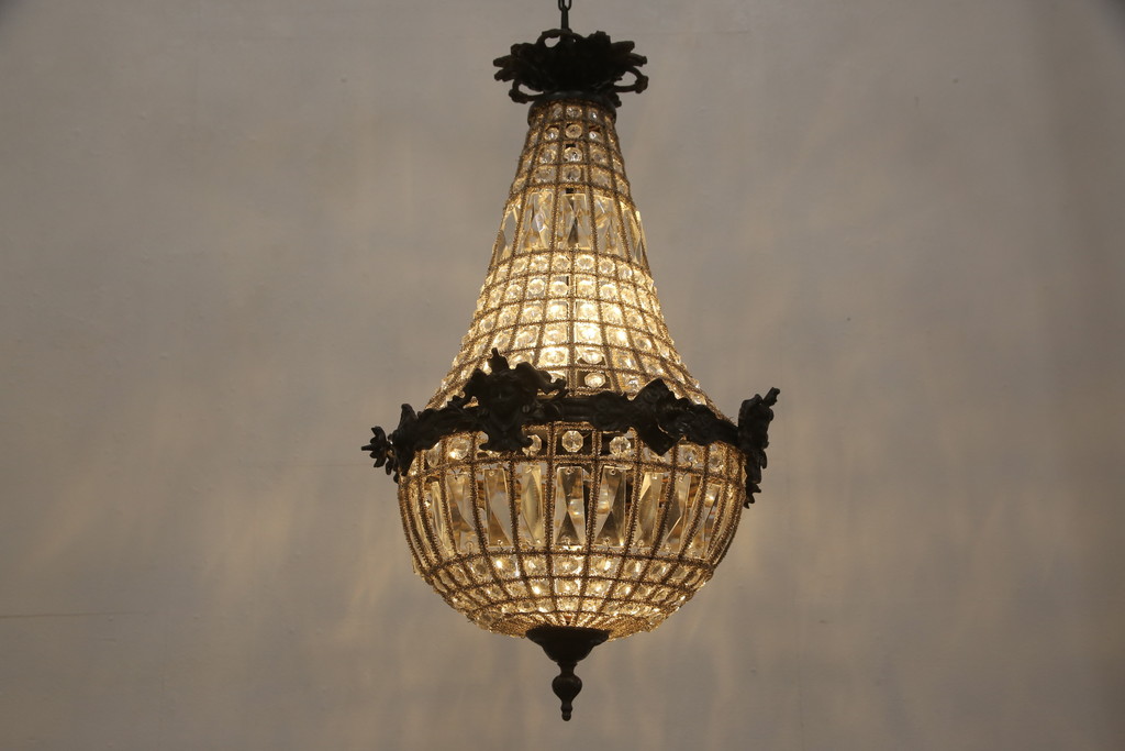 ビンテージ照明　フランスヴィンテージ　シックな色合いで大人の空間を演出するシャンデリア(吊り下げ照明、天井照明)(R-057351)