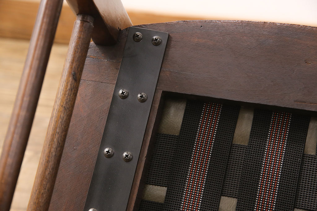 ベルギーアンティーク　希少!挽き物細工が美しい折り畳みテーブルと可愛らしいチェアのセット(デスク、机、椅子、イス)(R-051688)
