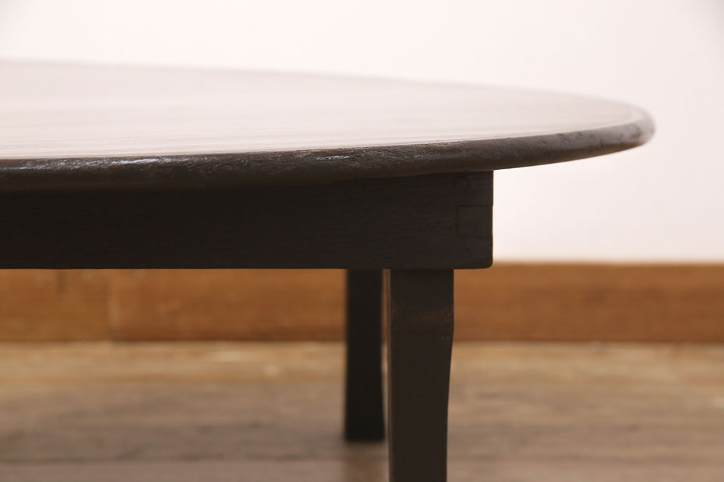 和製アンティーク　栓材　レトロな空間づくりに活躍する丸型ちゃぶ台(座卓、ローテーブル、折り畳みテーブル)(R-051315)