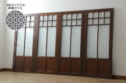 アンティーク建具　ペイント仕上げ限定　タモ材　レトロな空間づくりにおすすめの両開き窓1対2枚セット(ガラス窓、ガラス戸、ガラス扉)(R-071000)