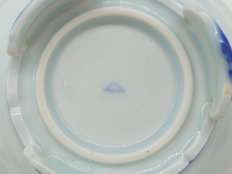 昭和初期　深川製磁　オールド深川　染付　花文　7寸　約21cm　深鉢(和食器、和皿、深皿、七寸)(R-062830)