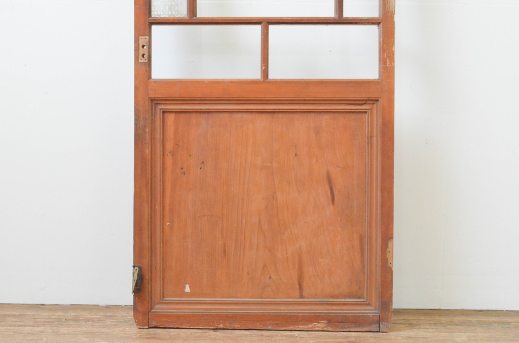 アンティーク建具　大正ロマン　おしゃれな幾何学デザインの扉1枚(木製扉、ドア、ガラス扉)(R-065580)