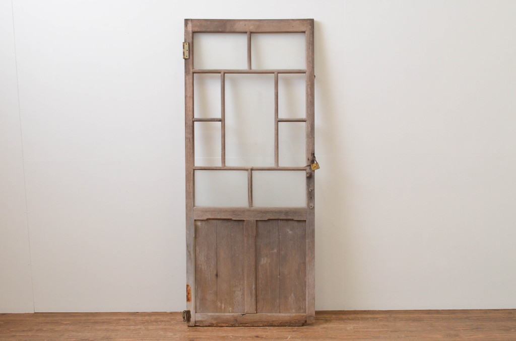 アンティーク建具　大正ロマンの雰囲気漂うデザインの扉1枚(木製扉、ガラス扉、ドア)(R-065581)