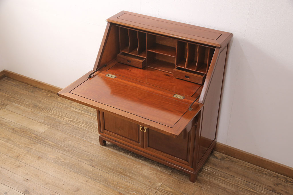 中古　高級唐木家具 ライティングビューロー(簿記机、在宅ワーク、在宅用デスク)(R-049753)