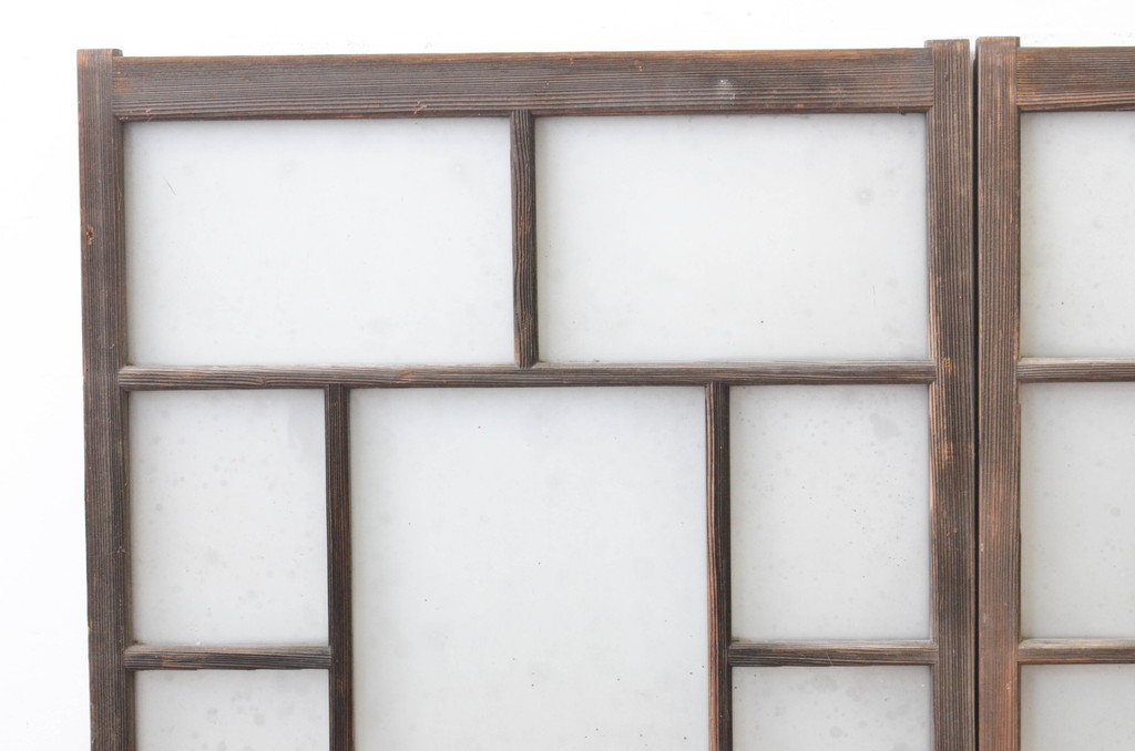 アンティーク建具　大正ロマンの雰囲気漂うデザインのガラス窓3枚セット(引き戸、ガラス戸)(R-065541)