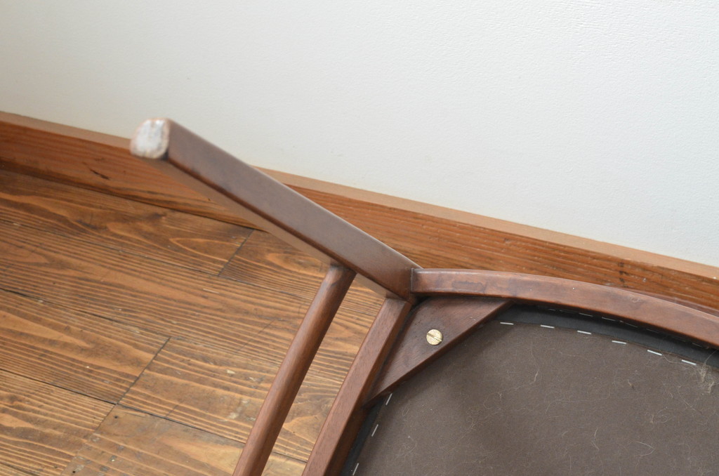 イタリアビンテージ　マホガニー材　合皮　洗練された佇まいが魅力のダイニングチェア3脚セット(椅子、イス、ヴィンテージ)(R-066896)