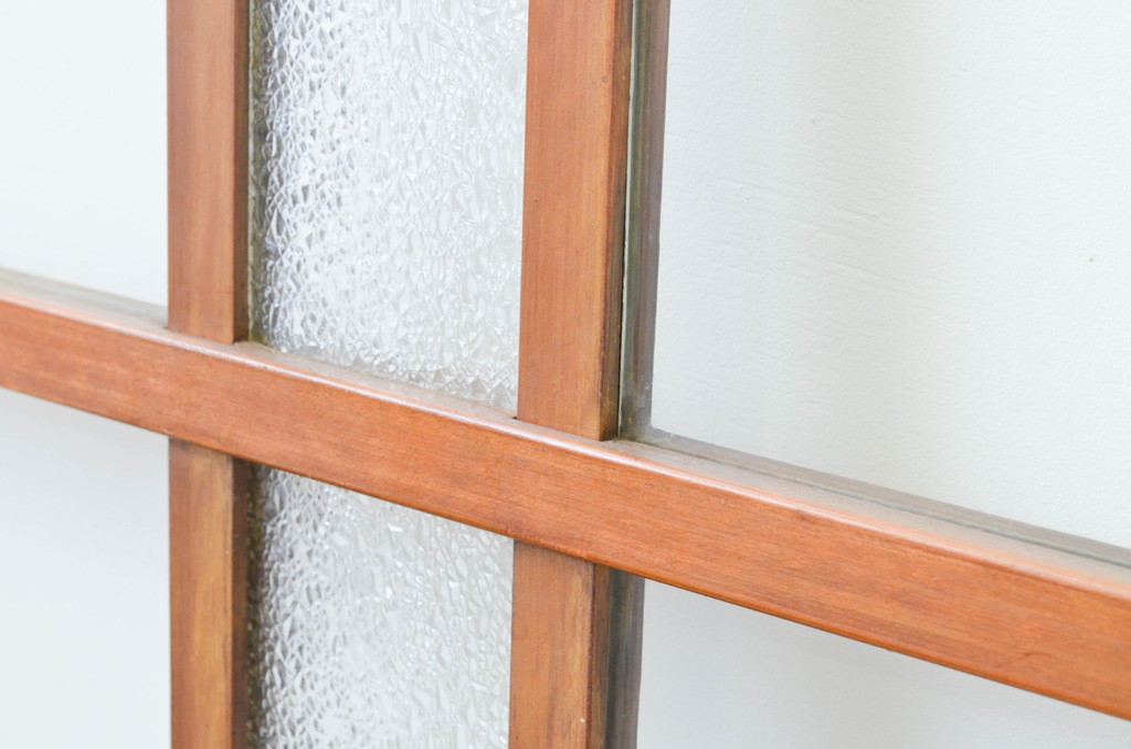 アンティーク建具　腰板欅(ケヤキ)材　どこか懐かしい雰囲気漂う幅広ガラス戸2枚セット(引き戸)(R-067349)