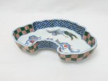 和製アンティーク　アジアンな図柄が目を引く蓋付き木製椀(漆器、和食器)4客セット